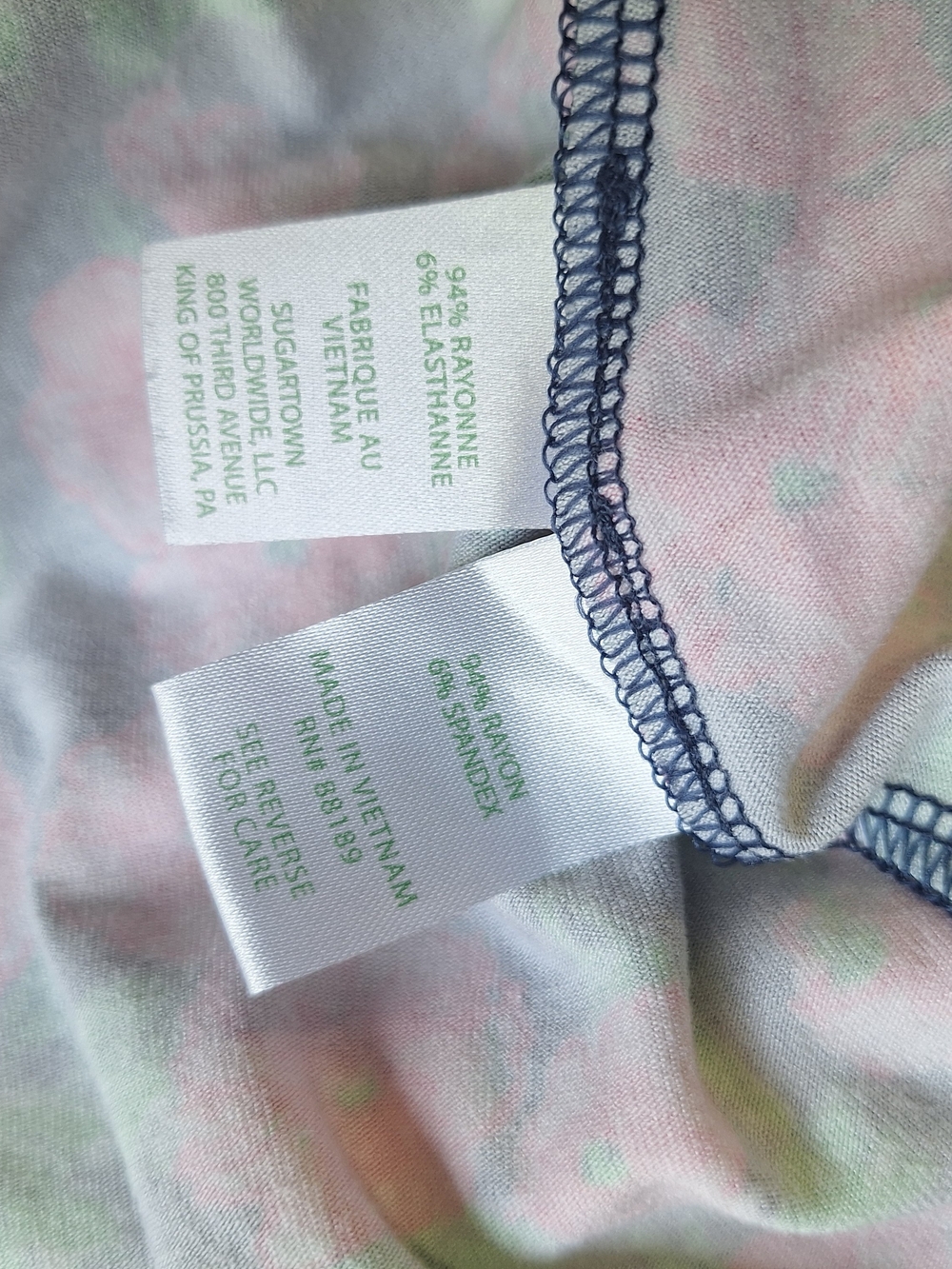 Lilly Pulitzer Navy Floral Wrap Dress Build In Shorts with Pink & Green Accents - Picture 15 of 15